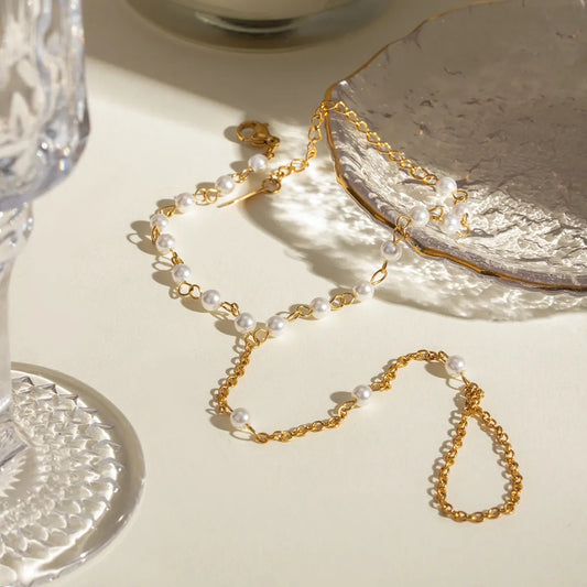 Pearl Cascade Finger Bracelet