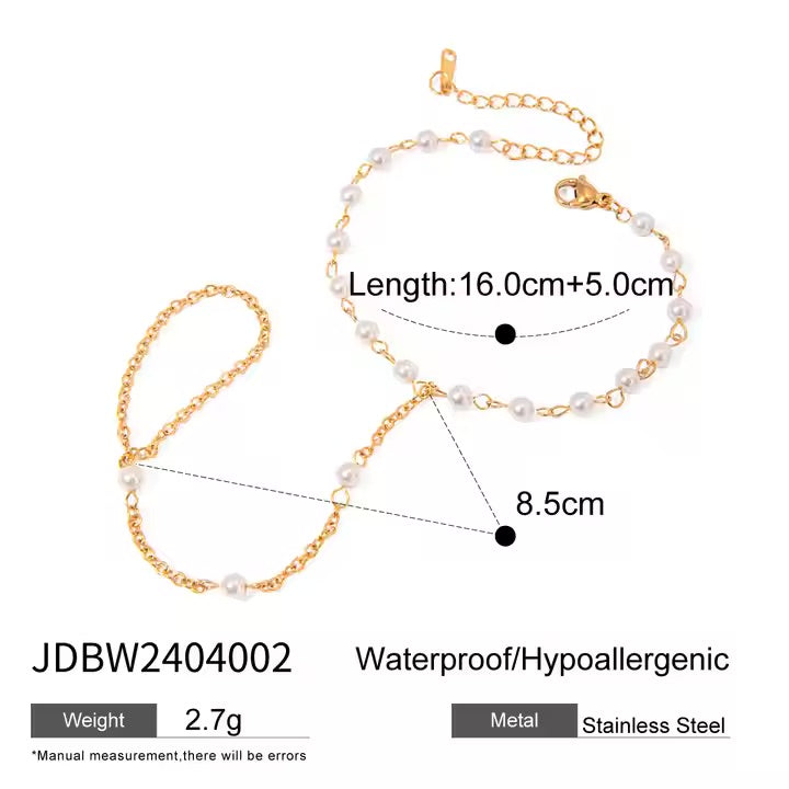 Pearl Cascade Finger Bracelet