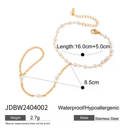 Pearl Cascade Finger Bracelet