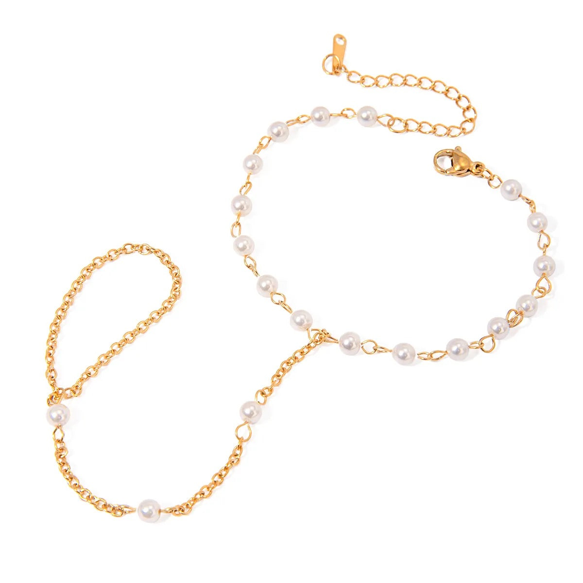 Pearl Cascade Finger Bracelet